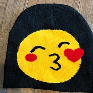 NWOT Girls emoji black winter hat one size
